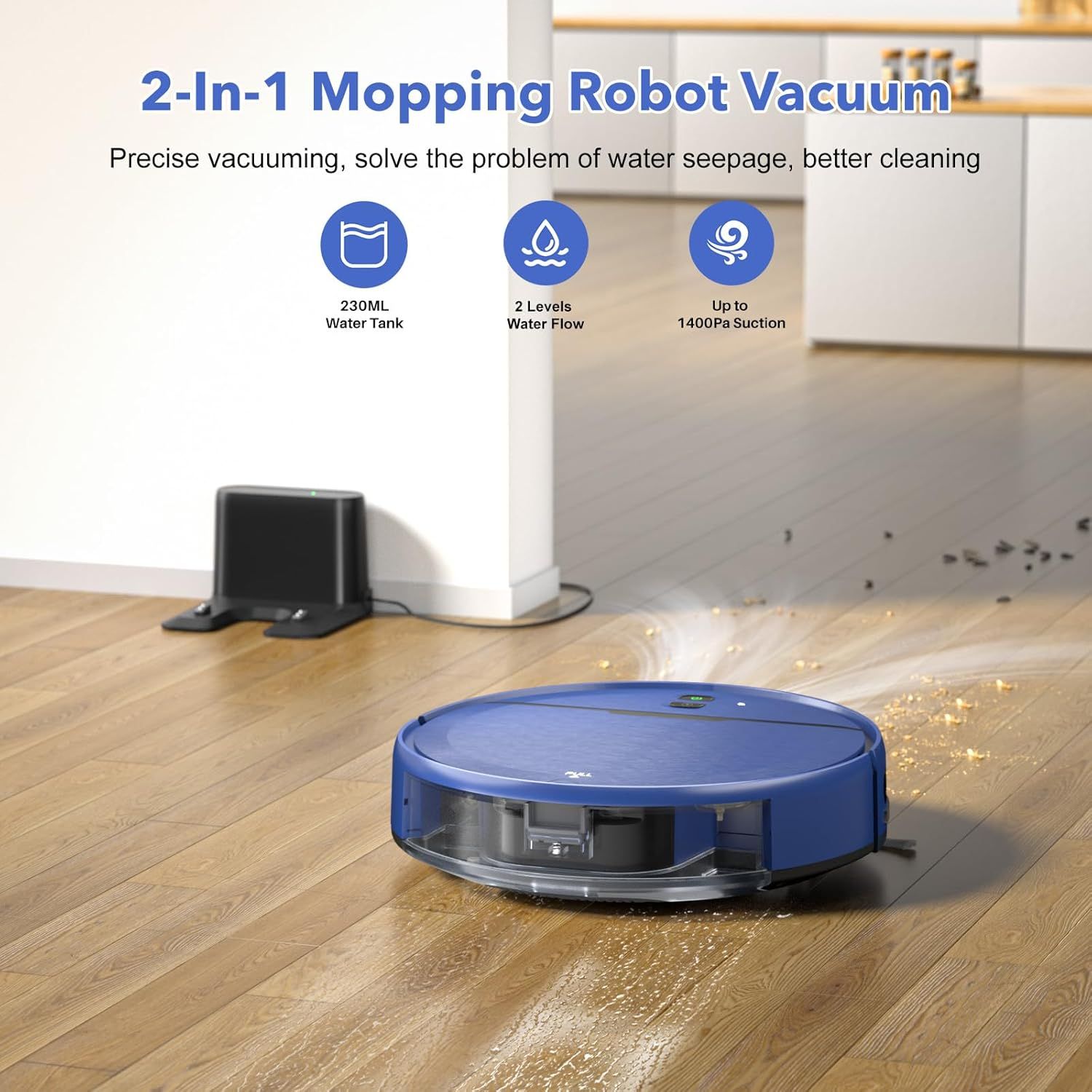 Imartine BR151 Geometric 2 in 1 Mopping and Vacuuming Robot Wifi Self Charge - Blue by Imartine - Refurbished - Very Good condition - Image 2