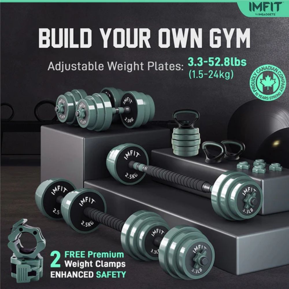 IMGadgets IMFIT AIO Weight Adjustable Dumbbells (1.65 to 52 lbs) - Grey by IMGadgets - Image 2