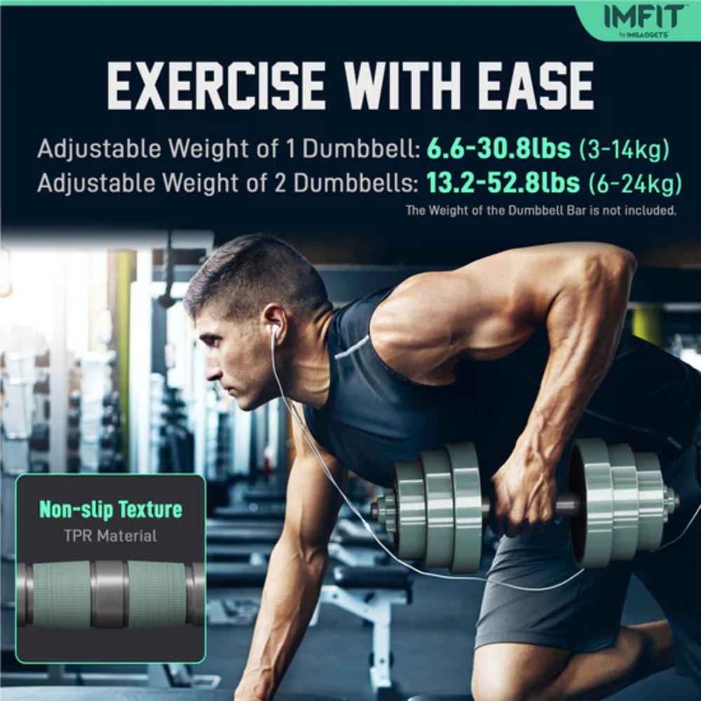 IMGadgets IMFIT AIO Weight Adjustable Dumbbells (1.65 to 52 lbs) - Grey by IMGadgets - Image 3