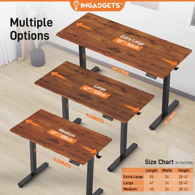 IMGadgets Standing Electric Adjustable Desk 40" x 24" - Brown by IMGadgets - Image 3