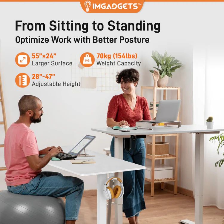 IMGadgets Standing Electric Adjustable Desk 40" x 24" - White by IMGadgets - Image 2