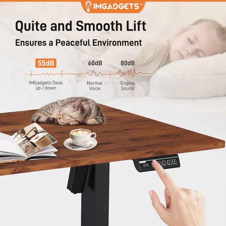 IMGadgets Standing Electric Adjustable Desk 47" x 24" - Brown by IMGadgets - Image 3