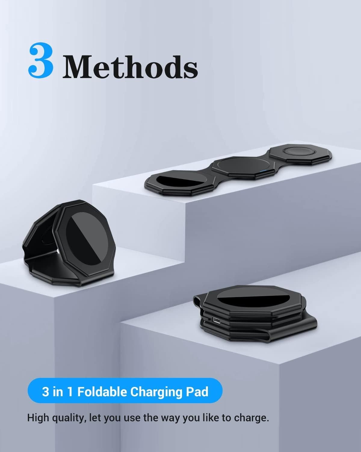 Impuvers 3-in-1 Magnetic Foldable Wireless Charging Station - Black by Impuvers - Refurbished - Very Good condition - Image 4