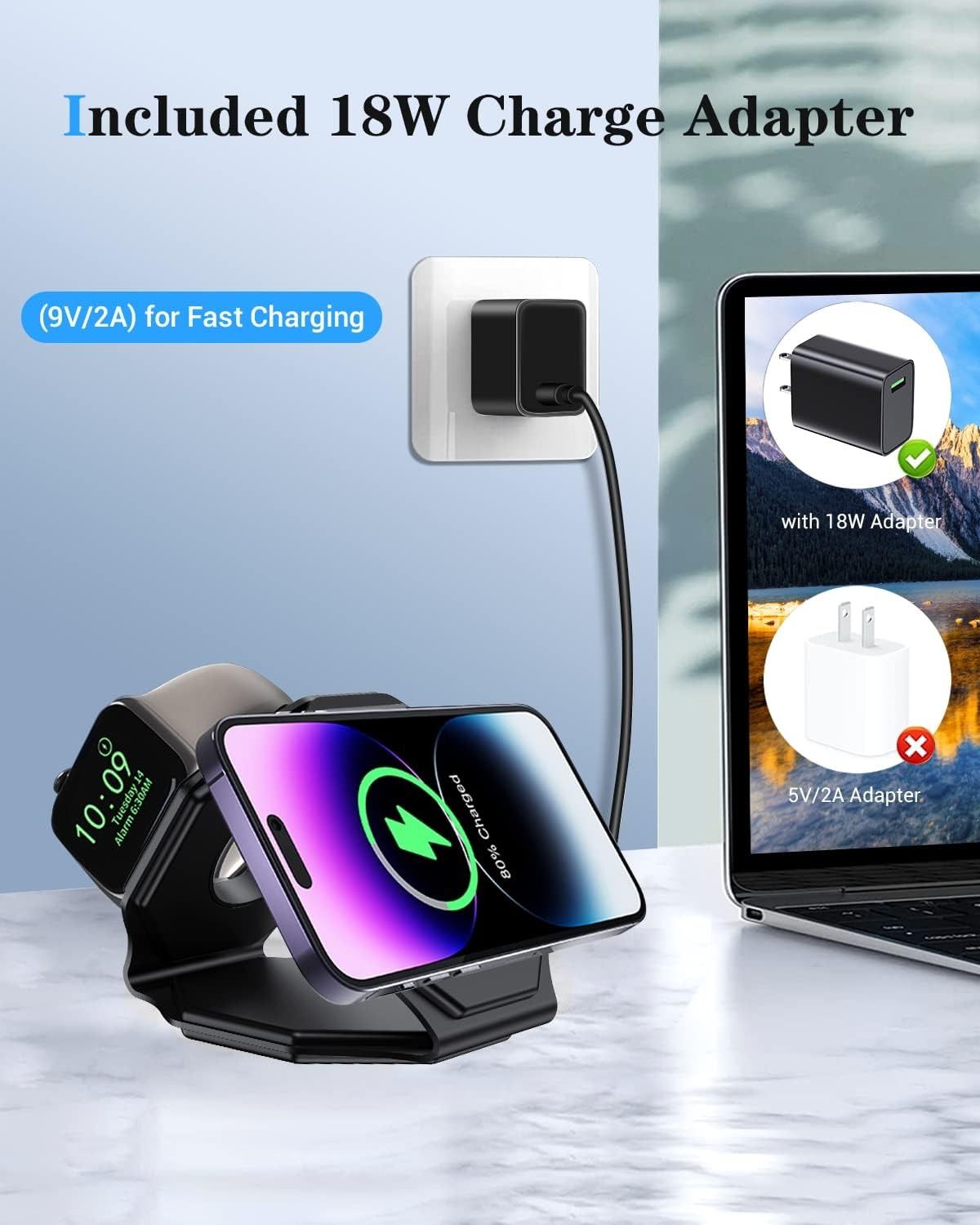 Impuvers 3-in-1 Magnetic Foldable Wireless Charging Station - Black by Impuvers - Refurbished - Very Good condition - Image 5