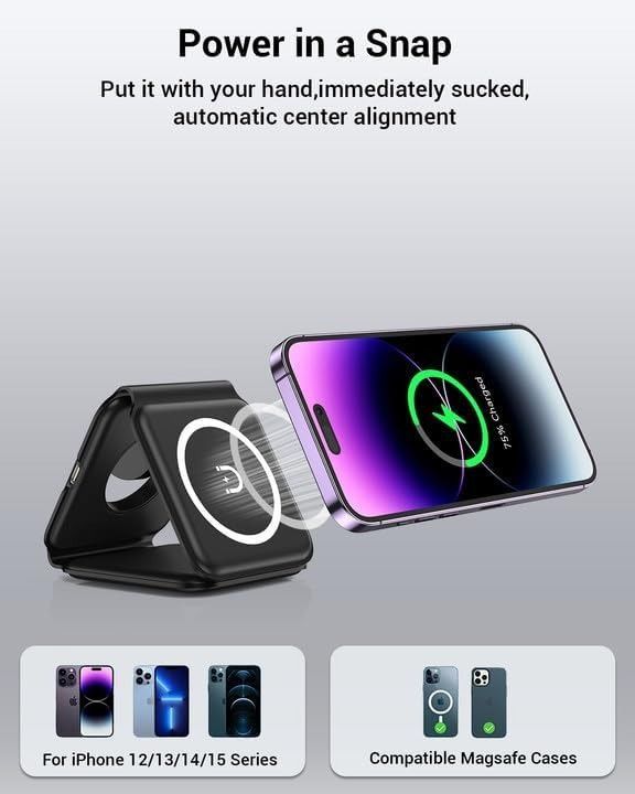 Impuvers 3-in-1 Wireless Charger - Black by Impuvers - Refurbished - Very Good condition - Image 4