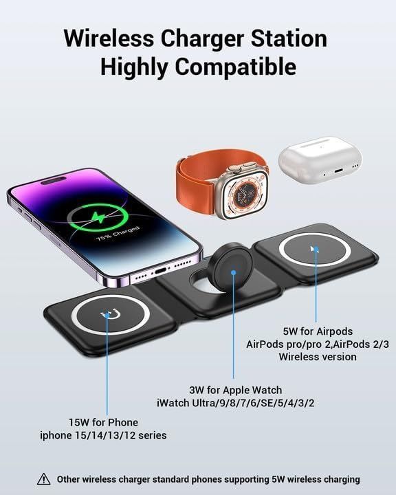 Impuvers 3-in-1 Wireless Charger - Black by Impuvers - Refurbished - Very Good condition - Image 5