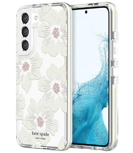 Incipio Kate Spade New York Defensive Hardshell Phone Case for Galaxy S22 - Hollyhock Floral Clear by Incipio - Refurbished - Brand New condition - US$13.93