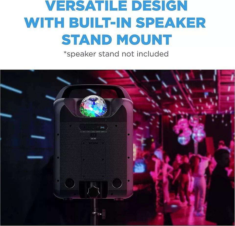 ION Audio Party Rocker Max 2 Portable Bluetooth Party Speaker with Karaoke Microphone Lights and Radio for Halloween - Black by ION Audio - Image 2