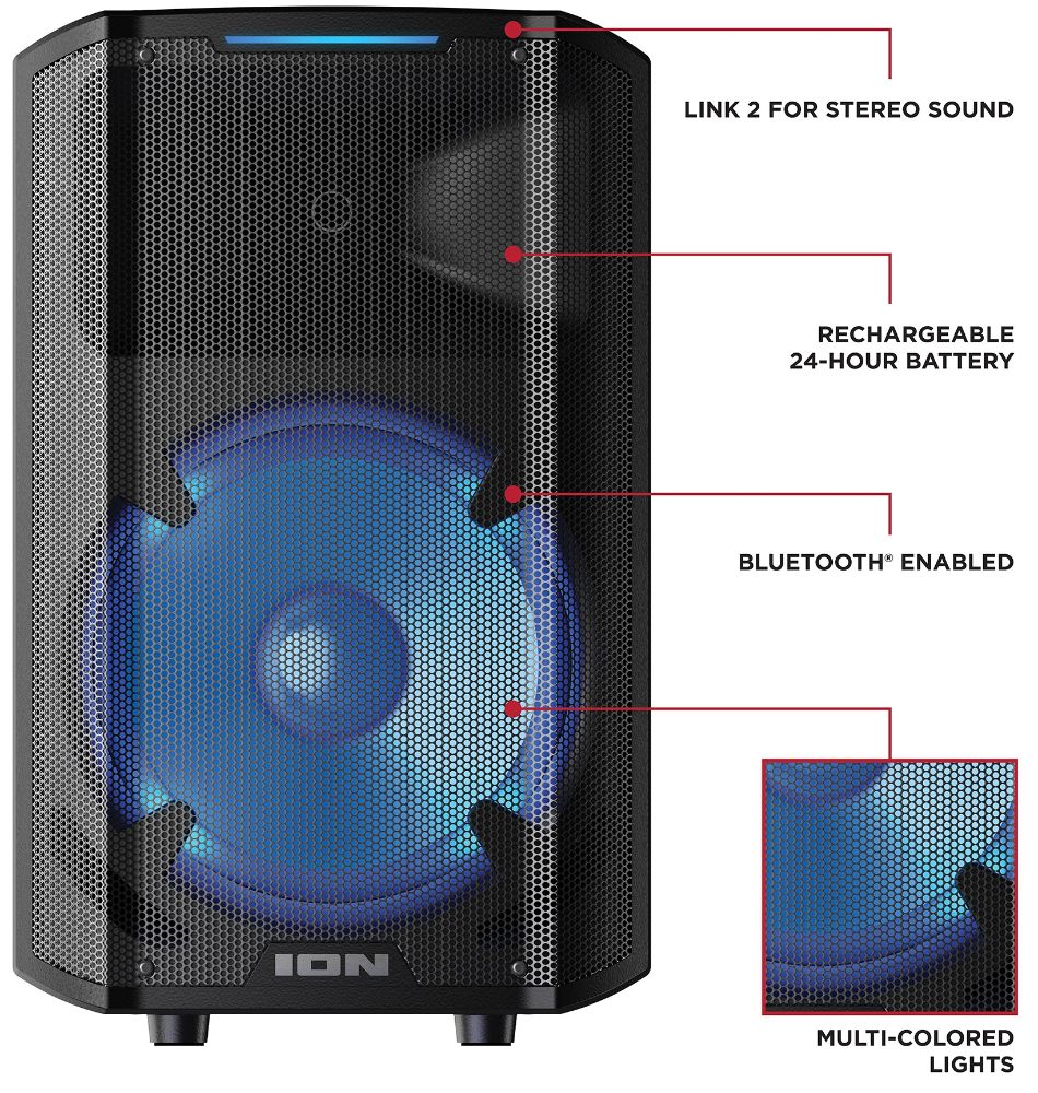 ION Trouper 300 Battery Powered Portable Speaker System with Multi-Channel Mixer and Lights - Black by ION - Image 4