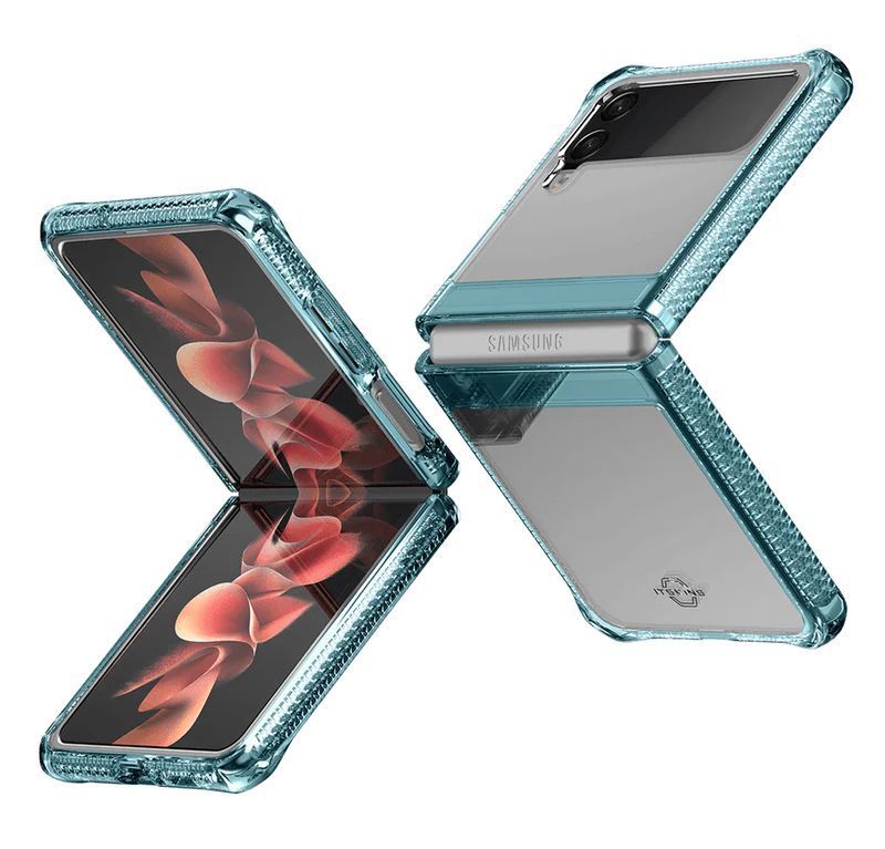 Itskins Hybrid Clear Phone Case for Galaxy Z Flip3 5G - Light Blue/Transparent by Itskins - Refurbished - Brand New condition - Image 4