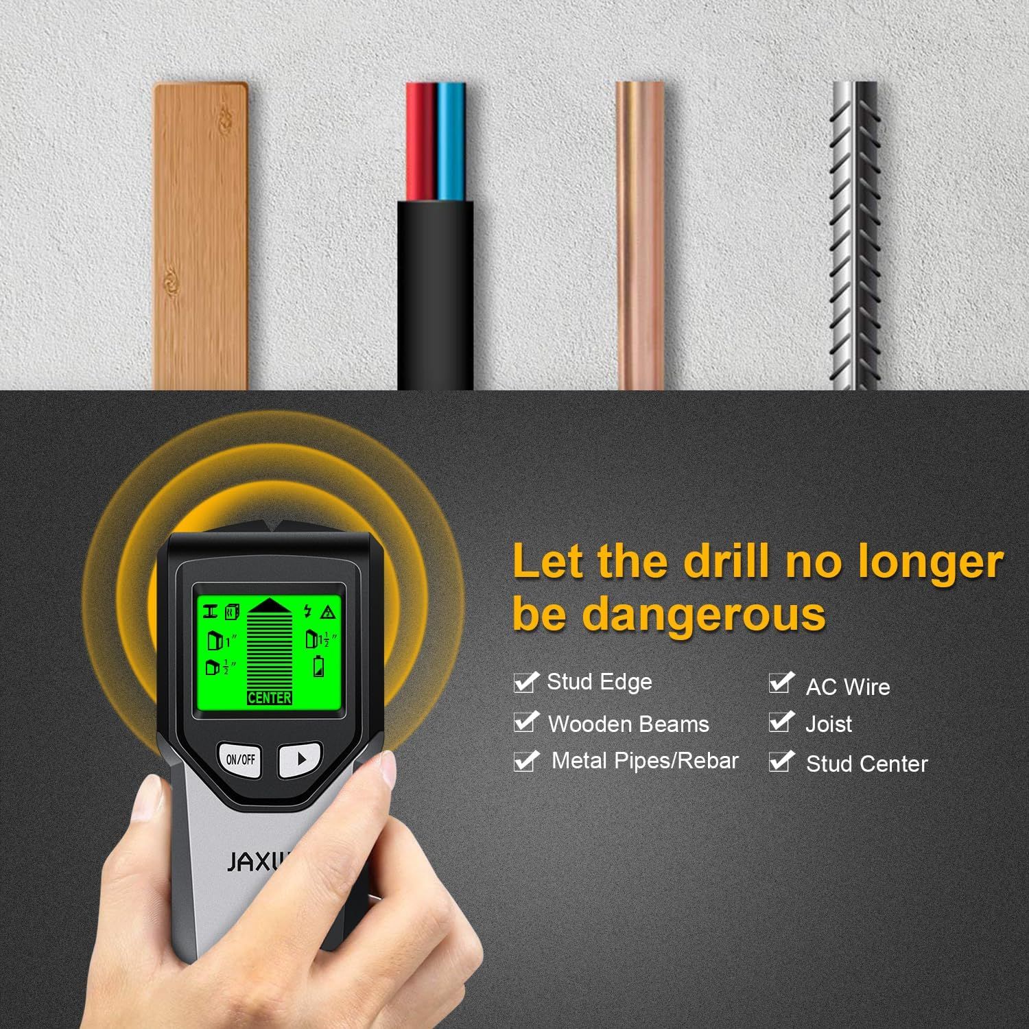 JAXWQ 5-in-1 Stud Finder Wall Scanner (TH410) - Coal by JAXWQ - Image 4