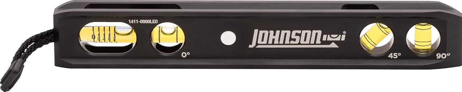 Johnson Level & Tool 1411-0900LED 9" Magnetic LED Billet Torpedo Level - Black by Johnson - Refurbished - Premium condition - US$43.68