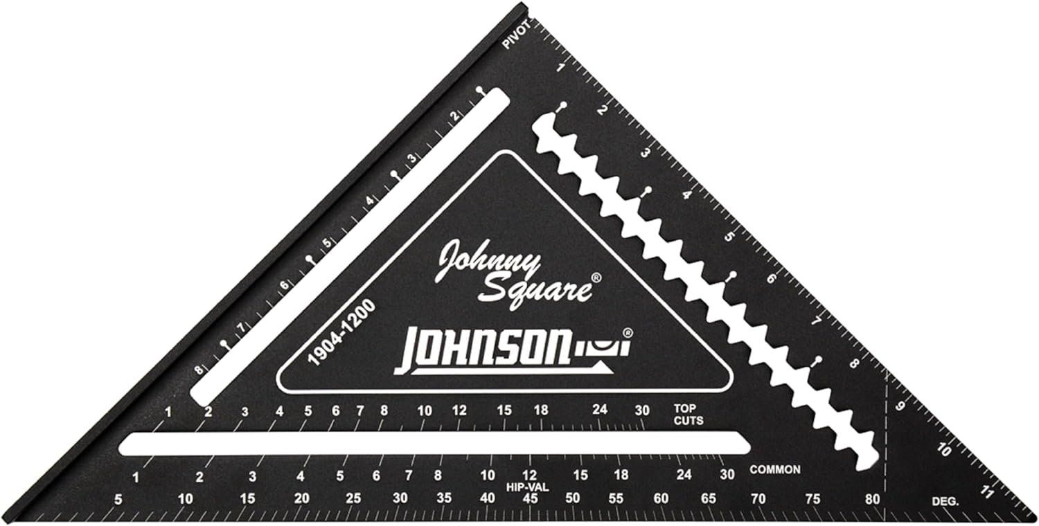 Johnson Level & Tool 1904-1200 Johnny Square Professional Aluminum Rafter Square - Black by Johnson - Refurbished - Premium condition - US$40.12