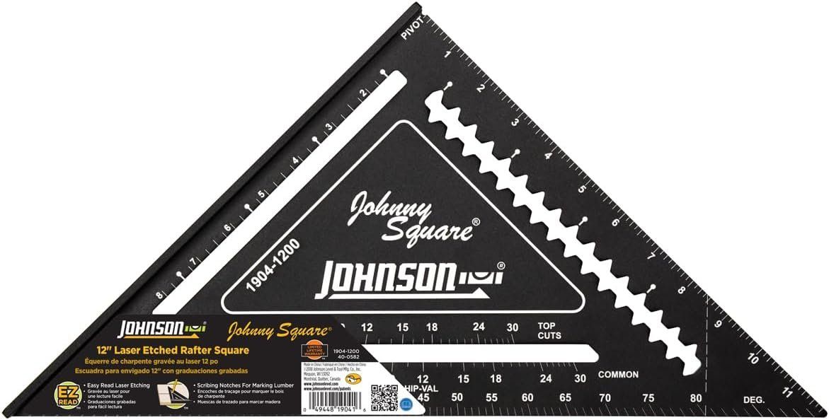 Johnson Level & Tool 1904-1200 Johnny Square Professional Aluminum Rafter Square - Black by Johnson - Image 3