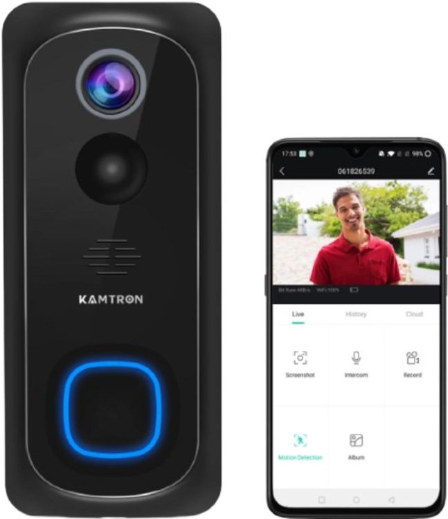 Kamtron 32GB Smart Home Video Doorbell - Black by Kamtron - Refurbished - Very Good condition - US$33.27
