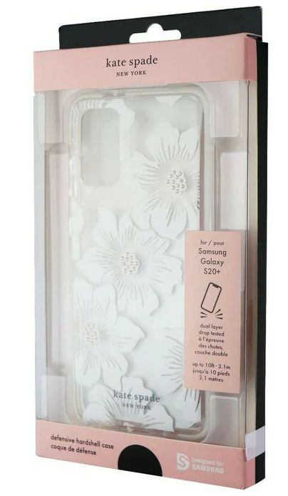 Kate Spade Defensive Hardshell Case for Samsung Galaxy S20+ - White Hollyhock Floral Clear by Kate Spade - Refurbished - Brand New condition - US$20.98