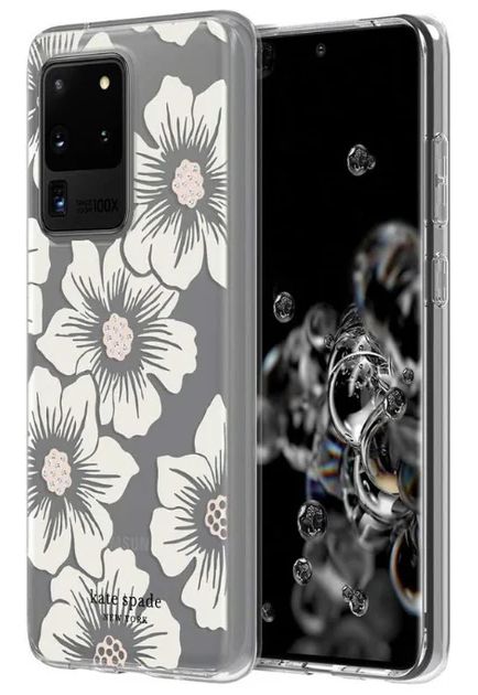 Kate Spade Defensive Hardshell Case for Samsung Galaxy S20 Ultra - White Hollyhock Floral Clear by Kate Spade - Refurbished - Premium condition - US$20.98