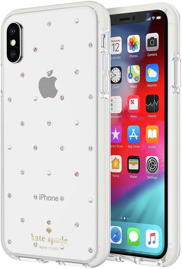 Kate Spade Defensive Hardshell Phone Case for iPhone XS and X - Clear / Pin Dot Gems by Kate Spade - Refurbished - Brand New condition - US$21.17
