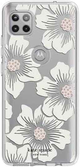 Kate Spade Hardshell Phone Case for Motorola One 5G Ace - Hollyhock Floral Clear by Kate Spade - Refurbished - Brand New condition - US$13.93
