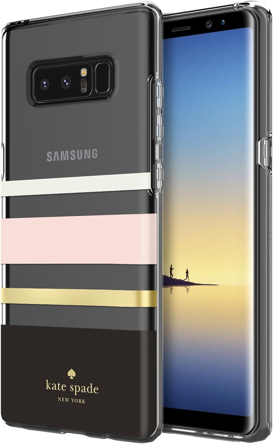 Kate Spade New York Flexible Hardshell Phone Case for Galaxy Note 8 - Charlotte Stripe Black / Blush / Gold by Kate Spade New York - Refurbished - Brand New condition - US$8.78