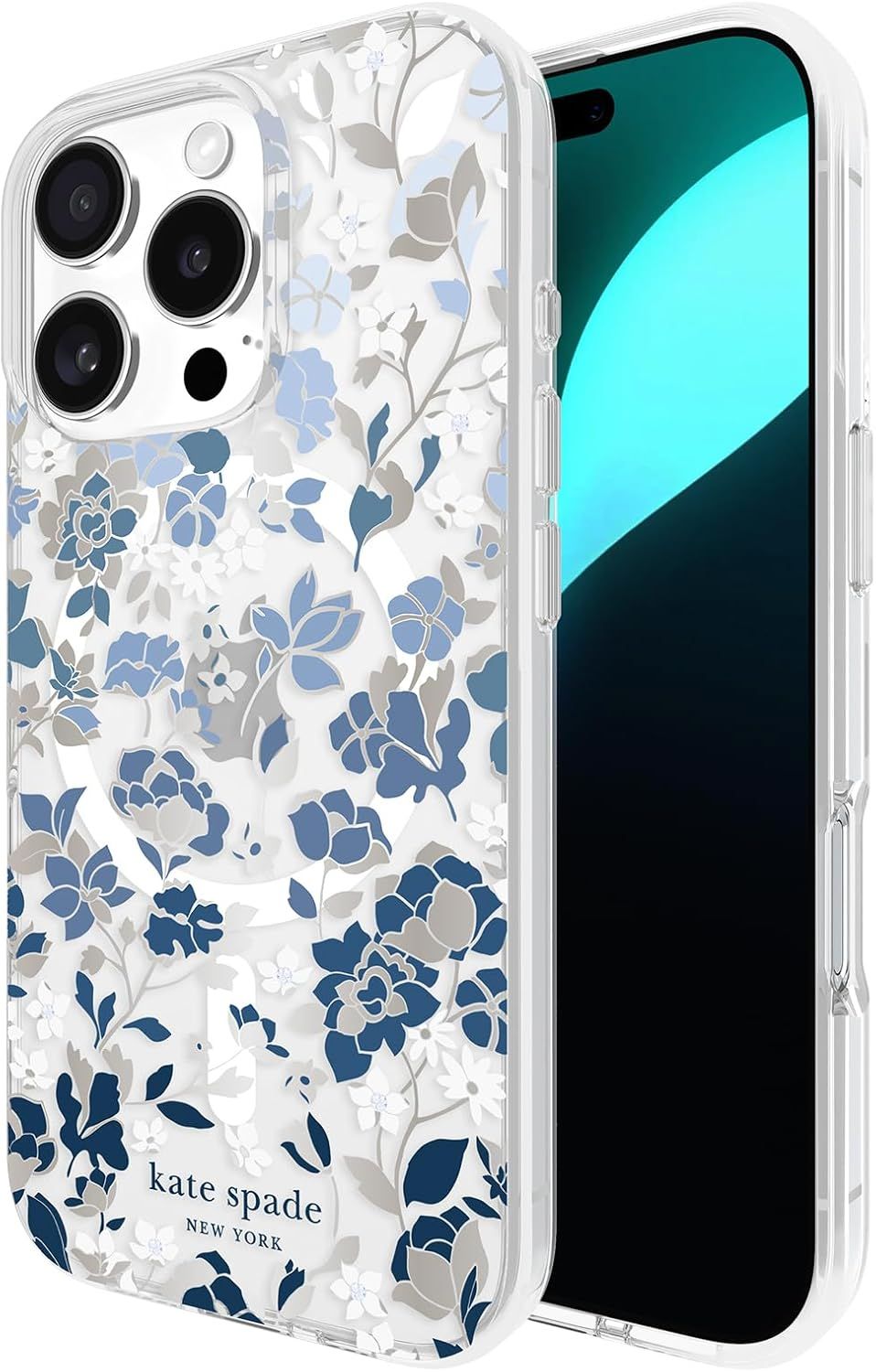 Kate Spade Phone Case with MagSafe for iPhone 16 Pro - Flowerbed Blue Gems by Kate Spade - Refurbished - Brand New condition - US$33.43