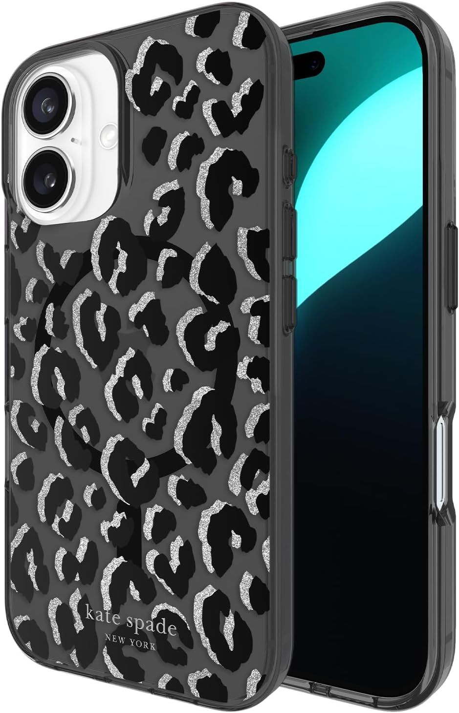 Kate Spade Protective Phone Case with MagSafe for iPhone 16 - Black City Leopard by Kate Spade - Refurbished - Brand New condition - US$48.36