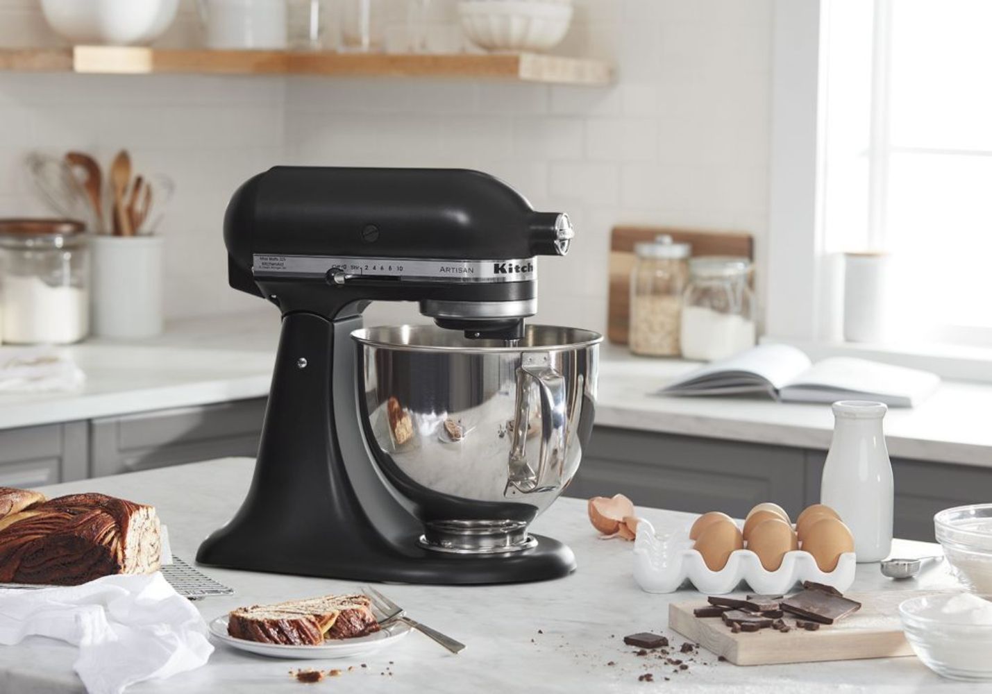 KitchenAid Artisan Series 5 Quart Tilt-Head Stand Mixer KSM150PS - Matt Black by KitchenAid - Image 3