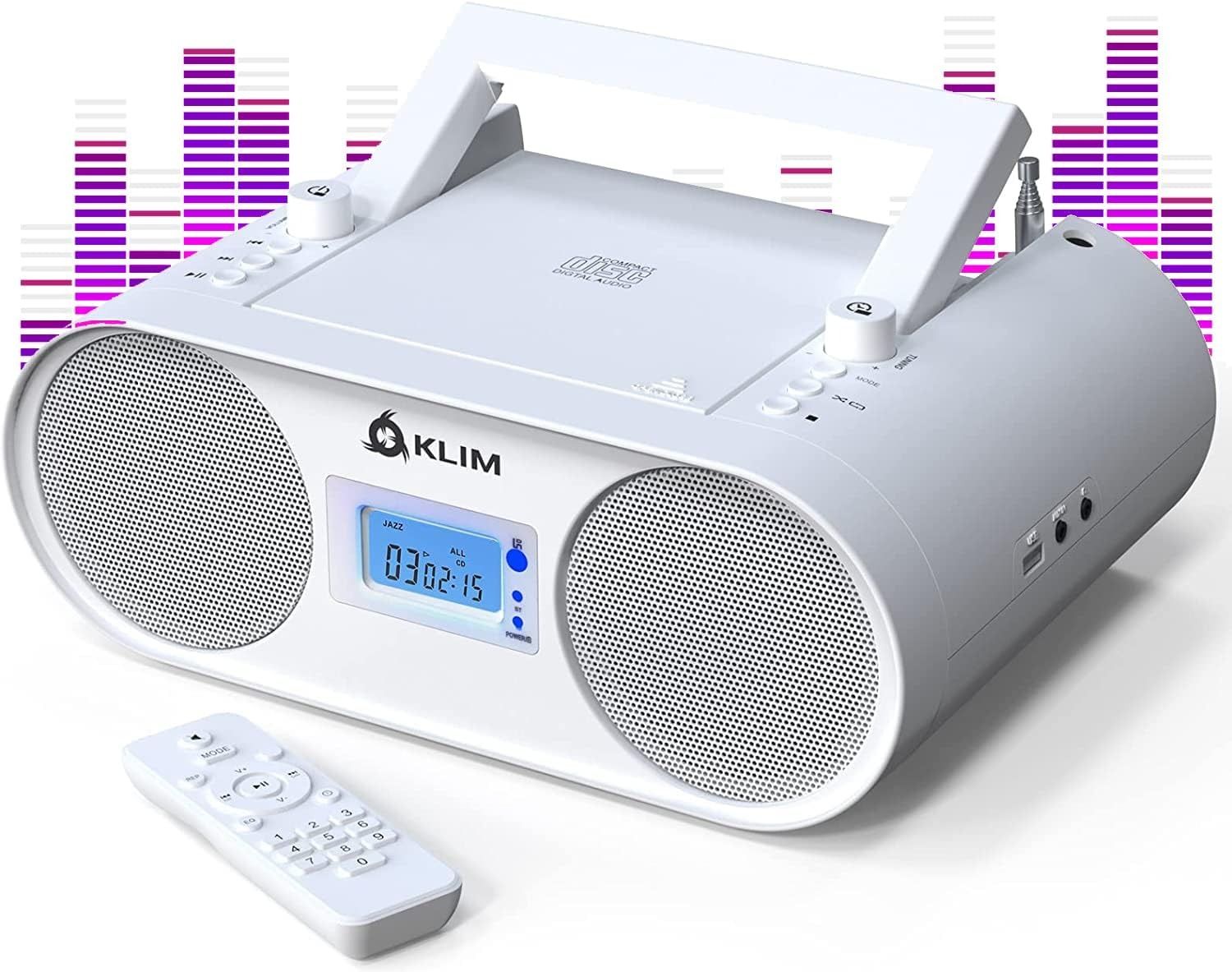 KLIM Boombox B4 CD Player Portable Audio System - White by KLIM - Refurbished - Very Good condition - US$40.94