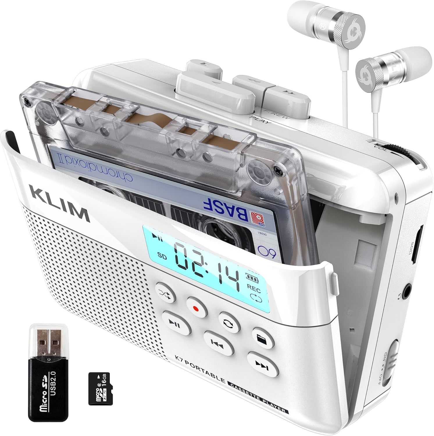 KLIM K7 Portable Cassette Tape Player + Digital MP3 Converter - White by KLIM - Refurbished - Very Good condition - US$32.94