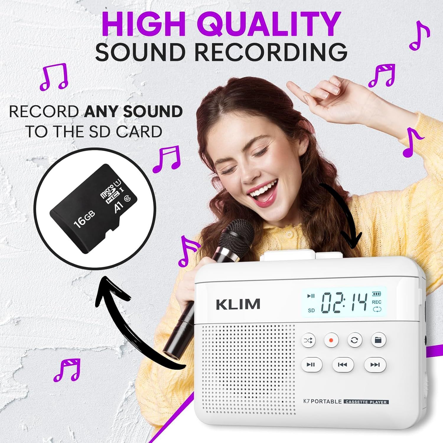 KLIM K7 Portable Cassette Tape Player + Digital MP3 Converter - White by KLIM - Image 4