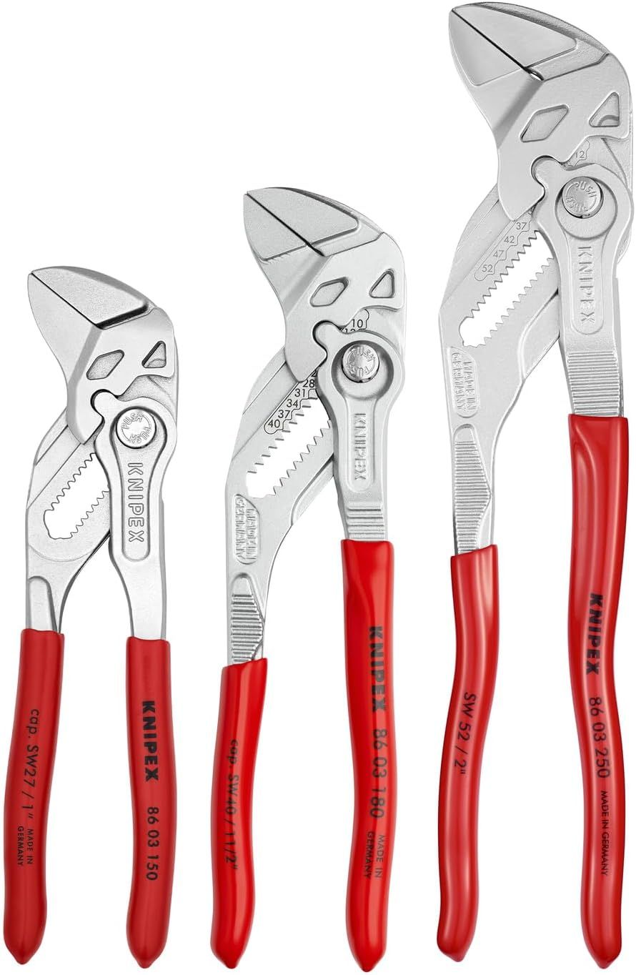 Knipex 9K 00 80 45 US 3 Pcs Pliers Wrench Set - Silver/Red by Knipex - Refurbished - Premium condition - US$183.10