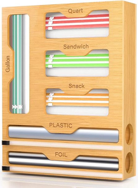 KOCWELL Bag Organizer and Plastic Wrap Dispenser with Cutter - Yellow by KOCWELL - Refurbished - Very Good condition - US$35.50
