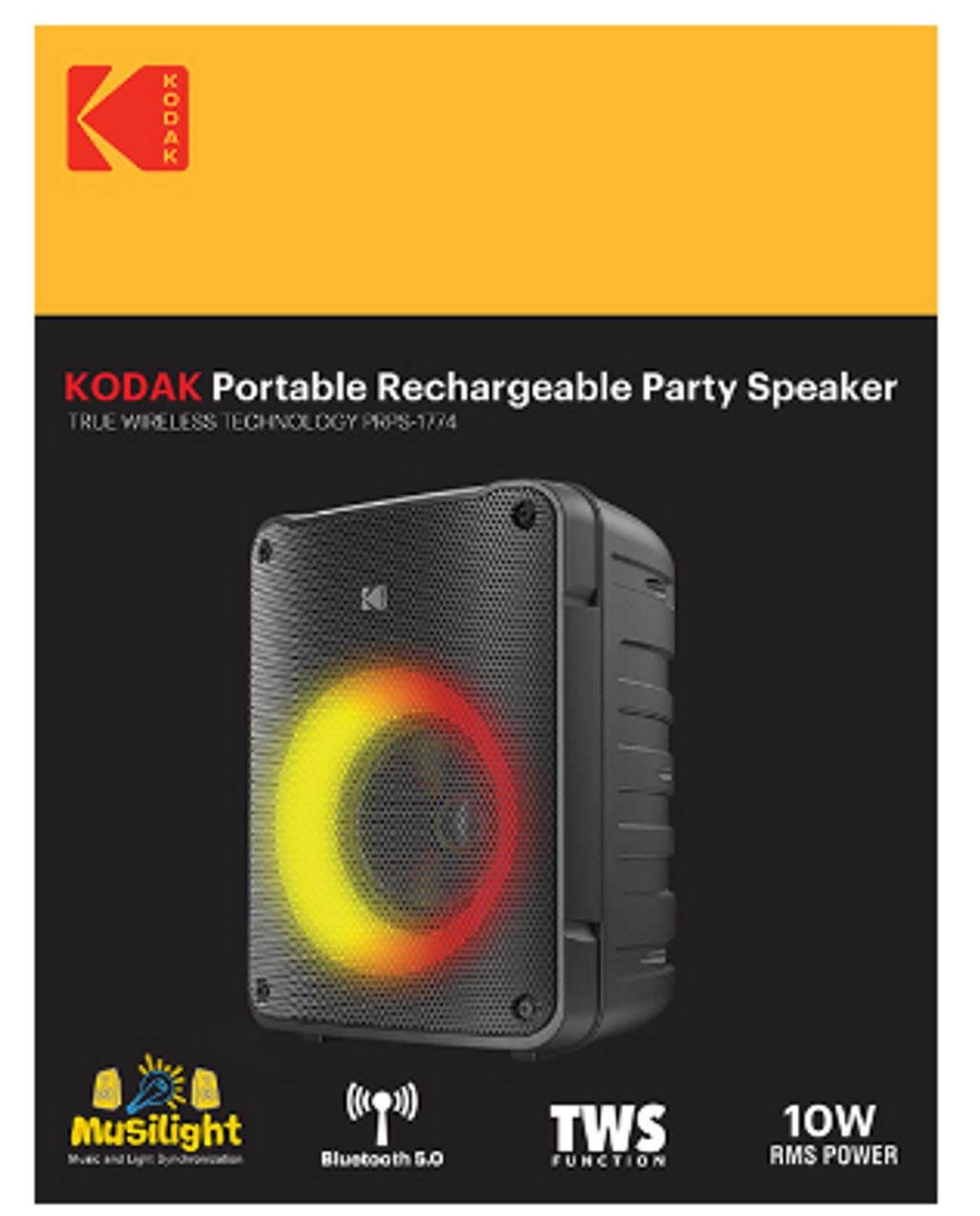 KODAK PRPS-1774 Subwoofer Mini Tower Party Speaker 4" - Black by KODAK - Refurbished - Very Good condition - US$38.92