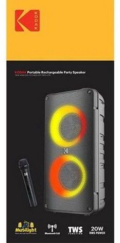 Kodak PRPS-1775 Double-Woofer Party Tower Speaker with Microphone - Black by Kodak - Refurbished - Very Good condition - US$34.11