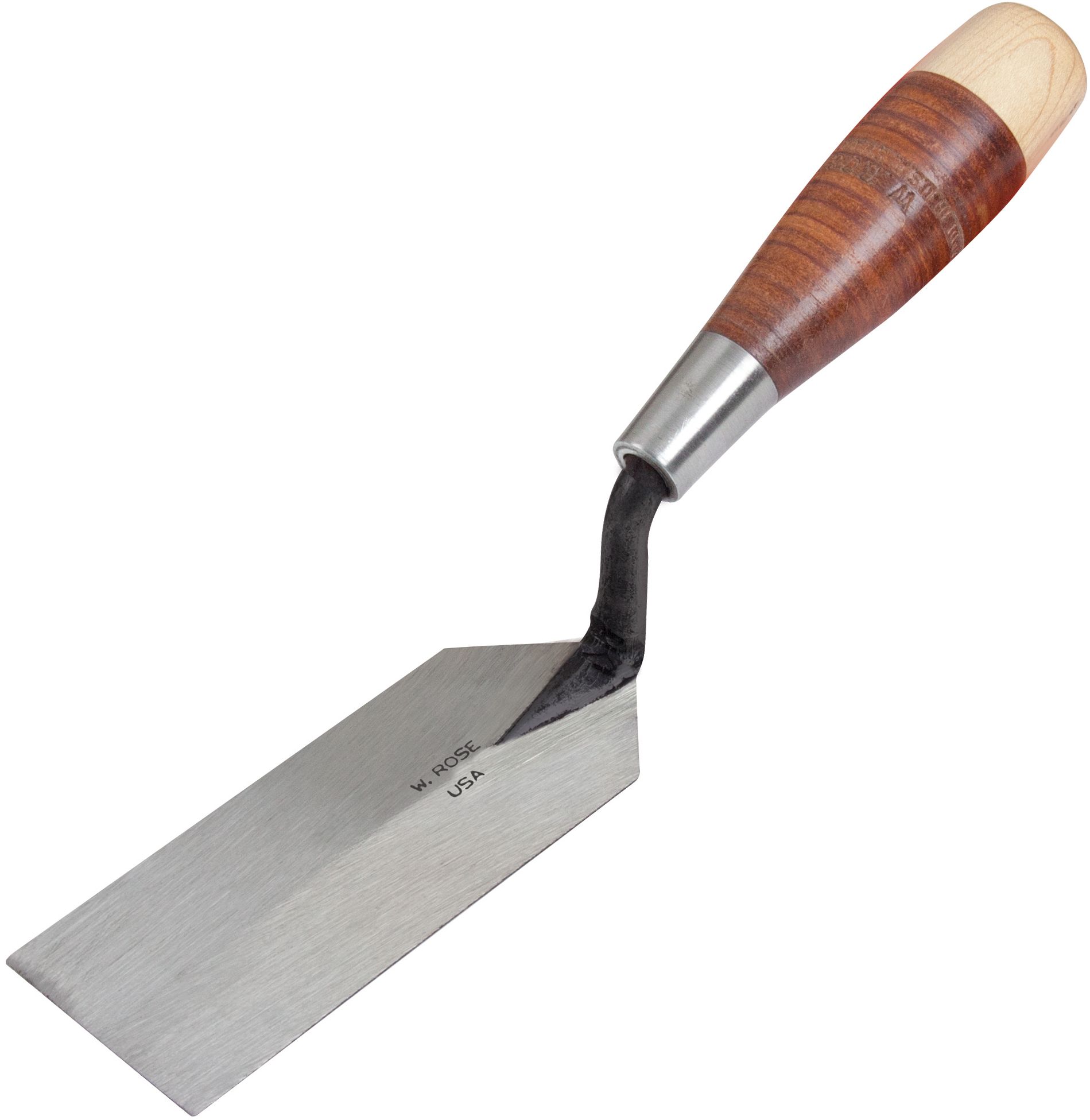 Kraft Tool Co. W.Rose(TM) Margin Trowel with Leather Handle 5" x 2" (RO58-5L) - Grey by Kraft Tool Co. - Refurbished - Premium condition - US$37.44