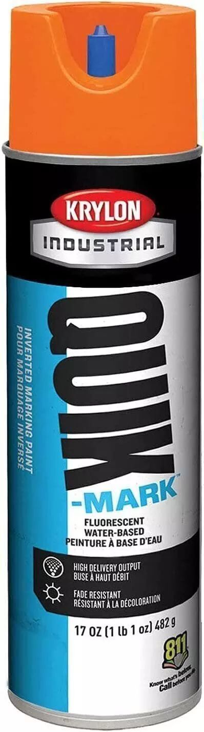 Krylon Industrial Quik-Mark Water-Based Inverted Marking Paint - Orange by Krylon Industrial - Refurbished - Premium condition - US$19.37