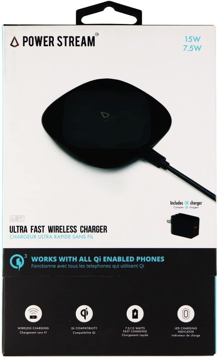 LBT 15W Wireless Charging Pad with AC Power Adapter - Black by LBT - Refurbished - Brand New condition - CA$34.98