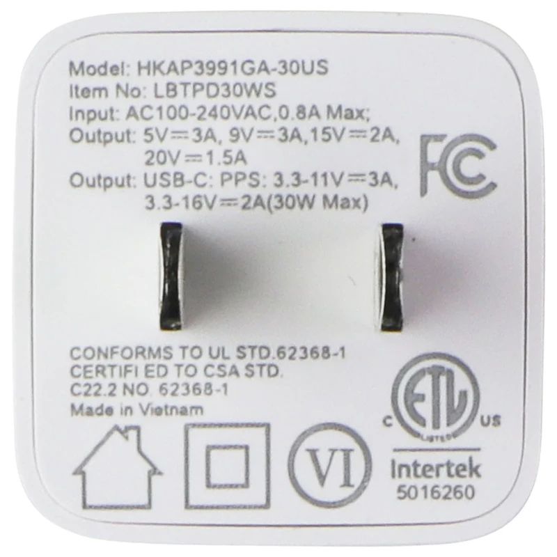 LBT Ultra Fast 30W Mini Wall Charger with USB-C Port - White by LBT - Refurbished - Good condition - Image 4