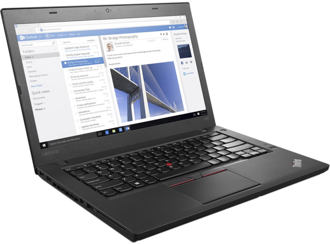 Lenovo ThinkPad T460 Laptop 14" - Black - Intel Core i7-6600U 2.6GHz - 24GB RAM - 256GB by Lenovo - Image 3