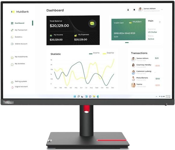 Lenovo ThinkVision P24h-30 Monitor 23.8" - Raven Black - 23.8 Inch by Lenovo - Refurbished - Like New condition - CA$302.99