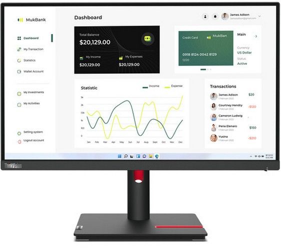 Lenovo ThinkVision T23i-30 23" Monitor - Black - 23 Inch by Lenovo - Refurbished - Brand New condition - CA$202.47