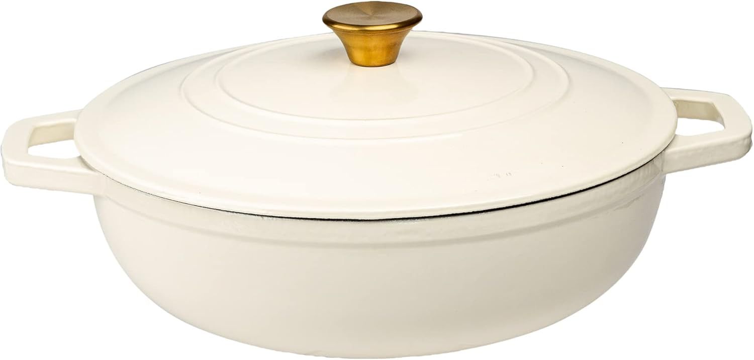 Lexi Home Cast Iron Enameled Dutch Oven Pot with Lid (5-Quart) - Cream by Lexi Home - Refurbished - Very Good condition - US$67.68