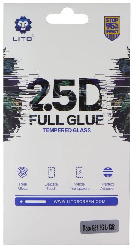 LITO 2.5D Full Glue Tempered Glass Screen Protector for Moto G51 5G - Clear by LITO - Refurbished - Brand New condition - US$8.78