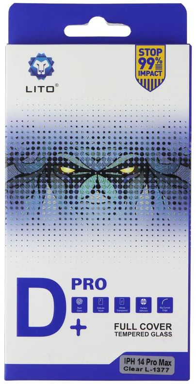 LITO D+ Pro Full Cover Tempered Glass Screen Protector for iPhone 14 Pro Max - Clear by LITO - Refurbished - Brand New condition - US$8.78