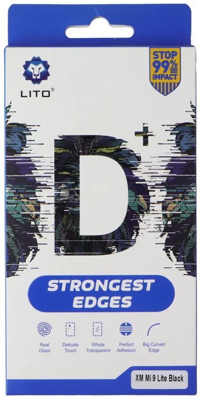 LITO D+ Strongest Edges Screen Protector for Xiaomi Mi 9 Lite - Clear/Black Edge by LITO - Refurbished - Brand New condition - US$6.98