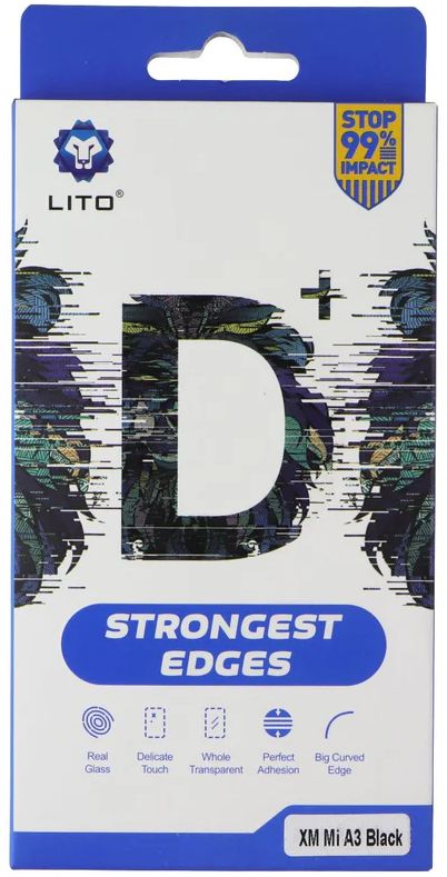 LITO D+ Strongest Edges Screen Protector for Xiaomi Mi A3 - Clear/Black Edges by LITO - Refurbished - Brand New condition - US$6.98