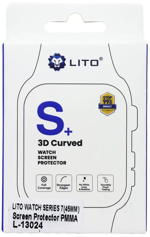 LITO S+ 3D Curved Screen Protector for Apple Watch Series 7 (45mm) - Clear by LITO - Refurbished - Brand New condition - US$6.98