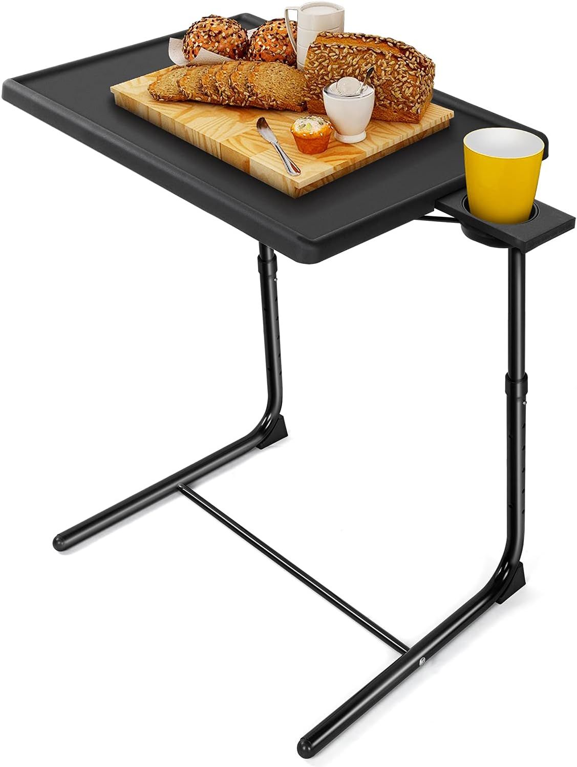 LORYERGO Adjustable Folding Table Trays with Cup Holder - Black by LORYERGO - Refurbished - Very Good condition - US$44.46
