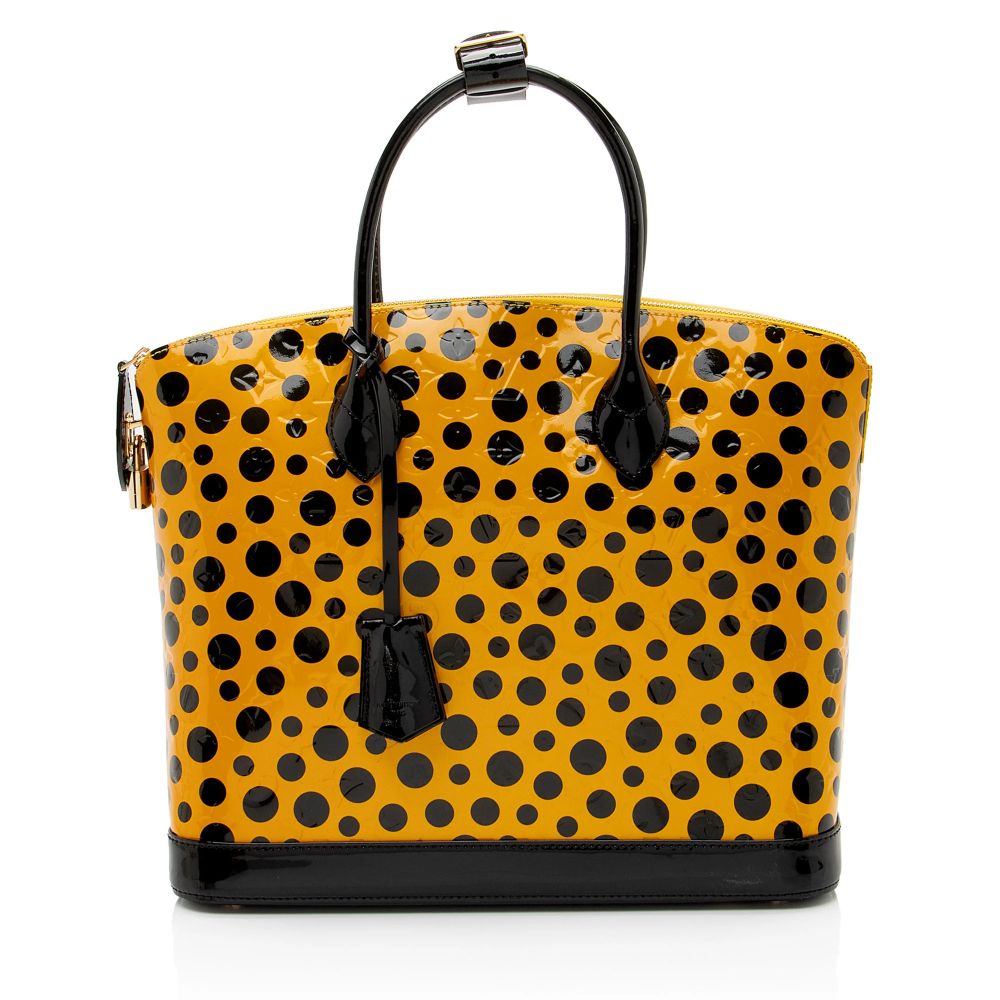 Louis Vuitton Limited Edition Kusama Monogram Vernis Infinity Dots Lockit MM Satchel - Patent Leather - Yellow/Black by Louis Vuitton - Refurbished - Very Good condition - US$1538.99