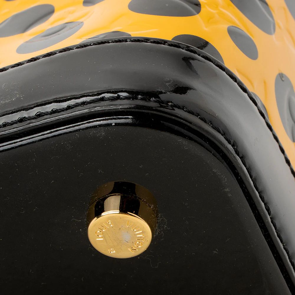 Louis Vuitton Limited Edition Kusama Monogram Vernis Infinity Dots Lockit MM Satchel - Patent Leather - Yellow/Black by Louis Vuitton - Image 13
